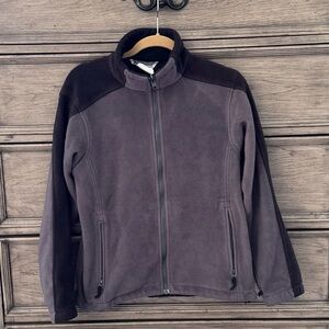 Columbia Fleece Jacket EUC Zip Up Gray Black Athletic Core Interchange